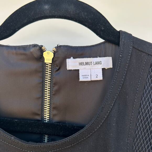 Helmut Lang Designer Mesh Cut-Out Bodycon Mini Dress Black Cut Outs 2 Stretchy - Picture 3 of 8